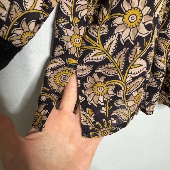 Anthropologie Cleobella Rafia Lace Harley Black Ballon Sleeve Peasant Blouse XS - Picture 4 of 15
